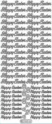 Elizabeth Craft Designs - Peel Off Stickers  Happy Easter  Silver  PREORDER2    (sold in 6's)