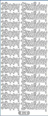 Elizabeth Craft Designs - Peel Off Stickers  Happy Birthday Large  Silver  PREORDER2     (sold in 6's)