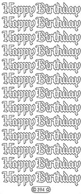 Elizabeth Craft Designs - Peel Off Stickers  Happy Birthday  Silver  PREORDER2    (sold in 6's)