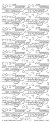 Elizabeth Craft Designs - Peel Off Stickers  Happy Birthday  Silver  PREORDER2    (sold in 6's)