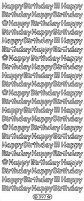 Elizabeth Craft Designs - Peel Off Stickers  Happy Birthday  Silver  PREORDER2    (sold in 6's)