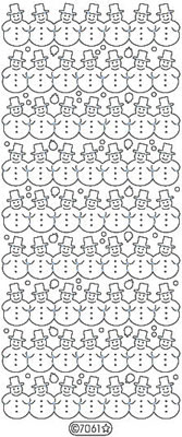 Elizabeth Craft Designs - Glitter Peel Off Stickers  Snowman  Silver  PREORDER2    (sold in 6's)