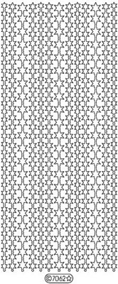 Elizabeth Craft Designs - Glitter Peel Off Stickers  Stars Border  Silver  PREORDER2     (sold in 6's)