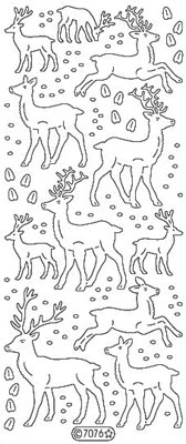 Elizabeth Craft Designs - Glitter Peel Off Stickers -Deer  Silver  PREORDER2 Deer   (sold in 6's)