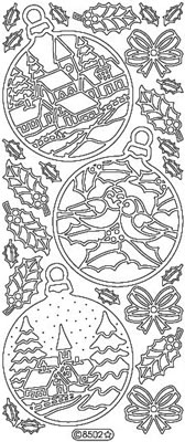 Elizabeth Craft Designs - Peel Off Stickers  Christmas Ornaments Sceneries  Silver  PREORDER2     (sold in 6's)