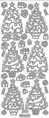Elizabeth Craft Designs - Peel Off Stickers  Decorated Christmas Trees  Silver  PREORDER2     (sold in 6's)