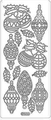 Elizabeth Craft Designs - Peel Off Stickers  Christmas Ornaments Lanterns  Silver  PREORDER2     (sold in 6's)