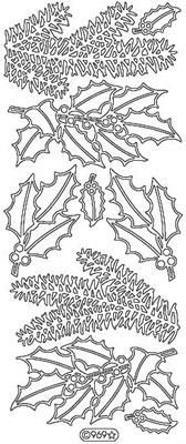 Elizabeth Craft Designs - Peel Off Stickers  Holly Branch  Silver  PREORDER2    (sold in 6's)