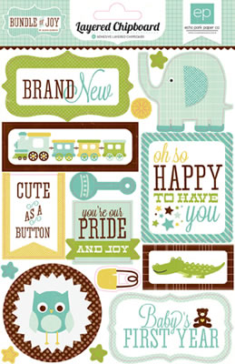 Echo Park - Bundle of Joy Boy - Layered Chipboard  (sold in 3's)