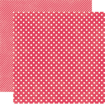 Echo Park Papers - Dots & Stripes - Soda Fountain - Strawberry Small Dots 12x12 d/sided paper  (pack of 10)