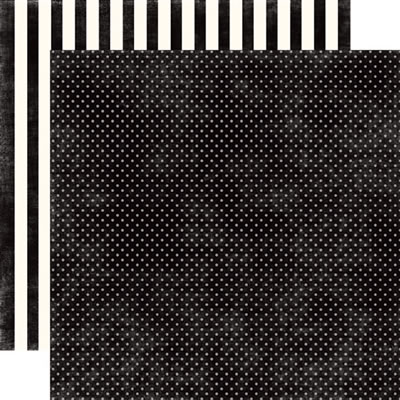 Echo Park Paper - Dots & Stripes - Soda Fountain - Black Licorice Tiny Dots 12x12 d/sided paper  (pack of 10)