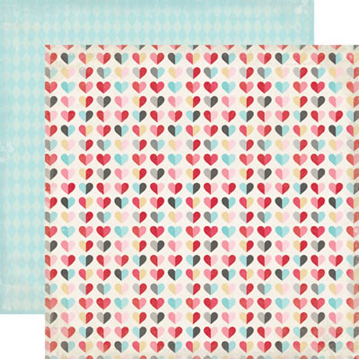PREORDER Head Over Heels - Hearts 12x12 d/sided paper (pack of 10)
