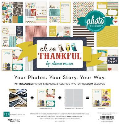 Photo Freedom - Oh So Thankful - Collection Kit incl. 6 papers- 1 sticker sheet- 5 photo sleeves (sold individually)