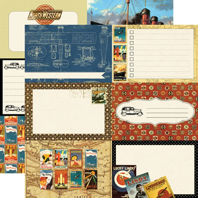 Photo Freedom - Graphic45 Transatlantique - Blueprint 12x12 d/sided paper (pack of 10)