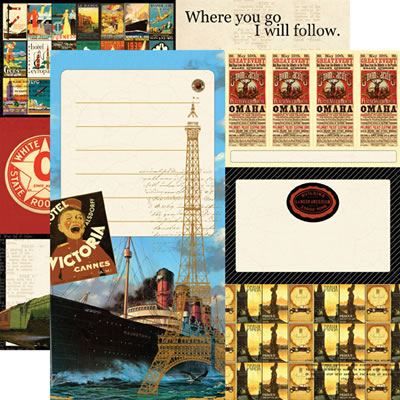 Photo Freedom - Graphic45 Transatlantique - All Aboard 12x12 d/sided paper (pack of 10)