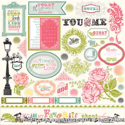 Victoria Gardens - 12x12 Elements cardstock stickers (pack of 5)
