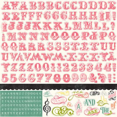 Victoria Gardens - 12x12 Alpha cardstock stickers (pack of 5)