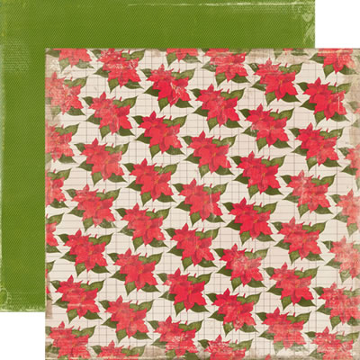 Very Merry Christmas - Poinsettia 12x12 d/sided paper (pack of 10)