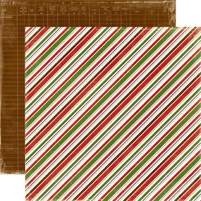 Very Merry Christmas - Diagonal Stripe 12x12 d/sided paper (pack of 10)