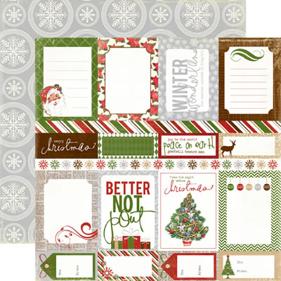 Very Merry Christmas - Journaling Cards 12x12 d/sided paper (pack of 10)