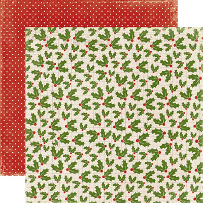 Very Merry Christmas - Holly Berry 12x12 d/sided paper (pack of 10)