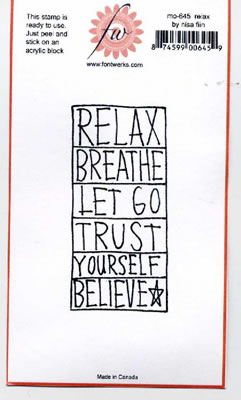 Fontwerks - Relax wood mounted stamp by Nisa Fiin    (sold individually)