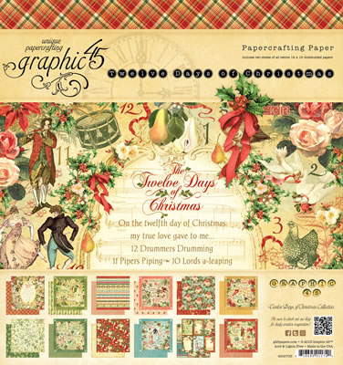 Graphic45 - 12 Days of Christmas - 8x8 Paper Pad  (sold in 3's)