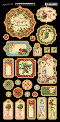 Graphic45 - 12 Days of Christmas - Chipboard 1  (sold in 3's)