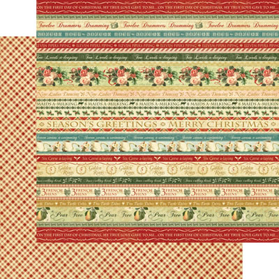 Graphic45 - 12 Days of Christmas - Joyeux Noel 12x12 d/sided paper  (pack of 10)