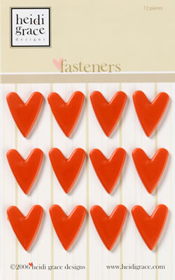 Heidi Grace - The Wildflowers - Heart Fasteners Coral  (sold in 3's)