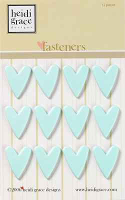 Heidi Grace - The Meadow - Heart Fasteners Mint  (sold in 3's)