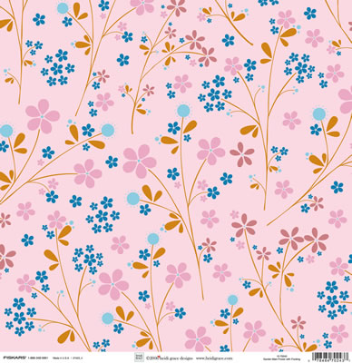 Heidi Grace - The Garden - Large Flowers with flocking 12x12 shimmer & glitter paper  (pack of 5)
