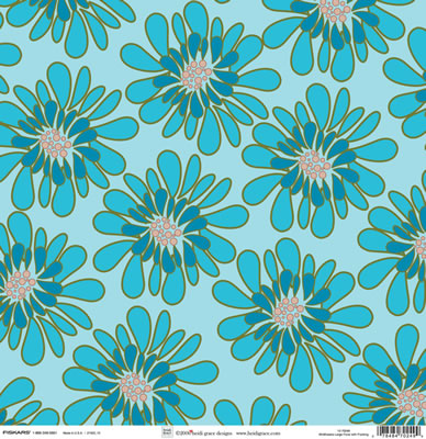 Heidi Grace - The Wildflowers - Large Flowers with Flocking 12x12 shimmer & glitter paper  (pack of 5)