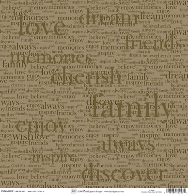 Heidi Grace - The Woodland - Woodland Words 12x12 shimmer & glitter paper  (pack of 5)