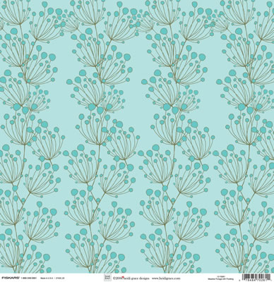 Heidi Grace - The Meadow - Foliage with flocking 12x12 shimmer & glitter paper  (pack of 5)