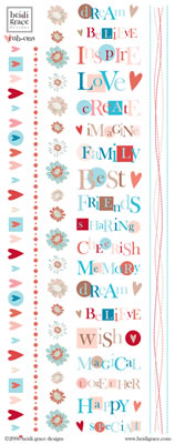 Heidi Grace - Wildflowers - Words & Borders Rub-ons  (sold in 3's)