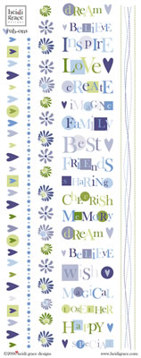 Heidi Grace - Vineyard - Words & Borders Rub-ons  (sold in 3's)
