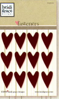 Heidi Grace - Sugar Plum Forest - Heart Fasteners Burgundy  (sold in 3's)