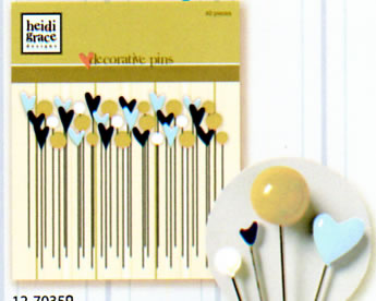 Heidi Grace - Snowflake Park - Heart Fasteners Ice Blue  (sold in 3's)
