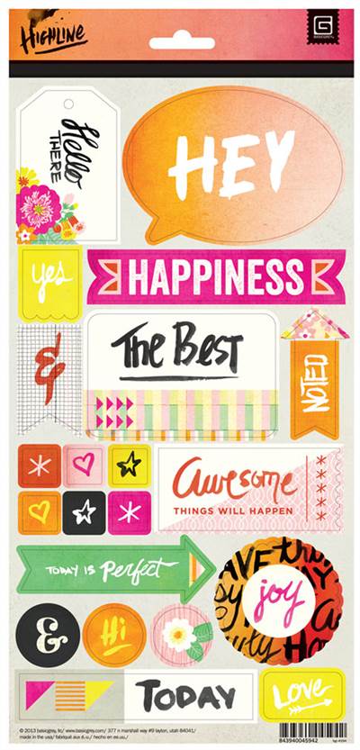 Basic Grey - Highline - Title Stickers (Sold in packs of 6)