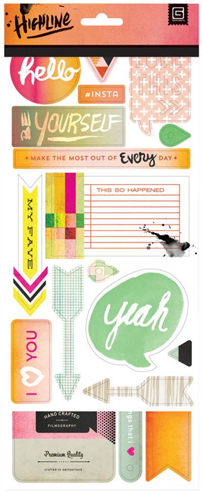 Basic Grey - Highline - Printed Chipboard Shapes (Sold in packs of 6)