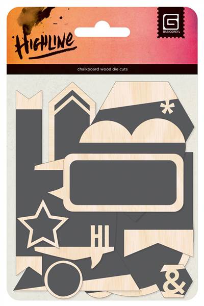 Basic Grey - Highline - Chalkboard Wood tags (Sold in packs of 6)