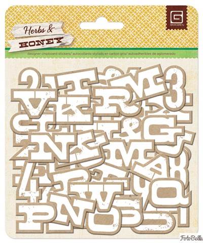 Basic Grey - Herbs & Honey - Alpha - kraft with white print (Sold in packs of 6)