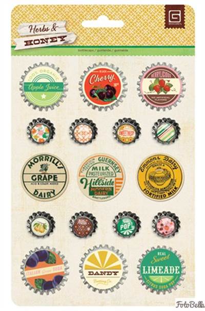 Basic Grey - Herbs & Honey - Bottlecap stickers (Sold in packs of 6)