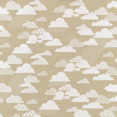 Hambly Screen Prints - 12x12 Screen Printed Paper - Rain Clouds/Metallic Silver on Kraft  (pack of 5)