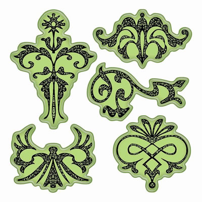 Inkadinkado - Stamping Gear - Ornament Designs 4x6 Cling Stamps  (sold individually)