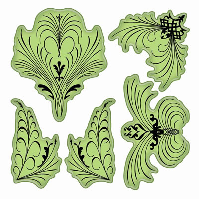 Inkadinkado - Stamping Gear - Elegant Flourishes 4x6 Cling Stamps  (sold individually)