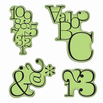 Inkadinkado - Stamping Gear - Typographic 4x6 Cling Stamps  (sold individually)