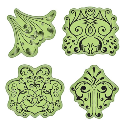 Inkadinkado - Stamping Gear Square/Rectangle - Antiquity 4x4 Cling Stamps  (sold individually)