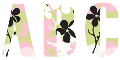 Li'l Davis - GGarden Chipboard Alpha Floral Mint  (sold in 3's)